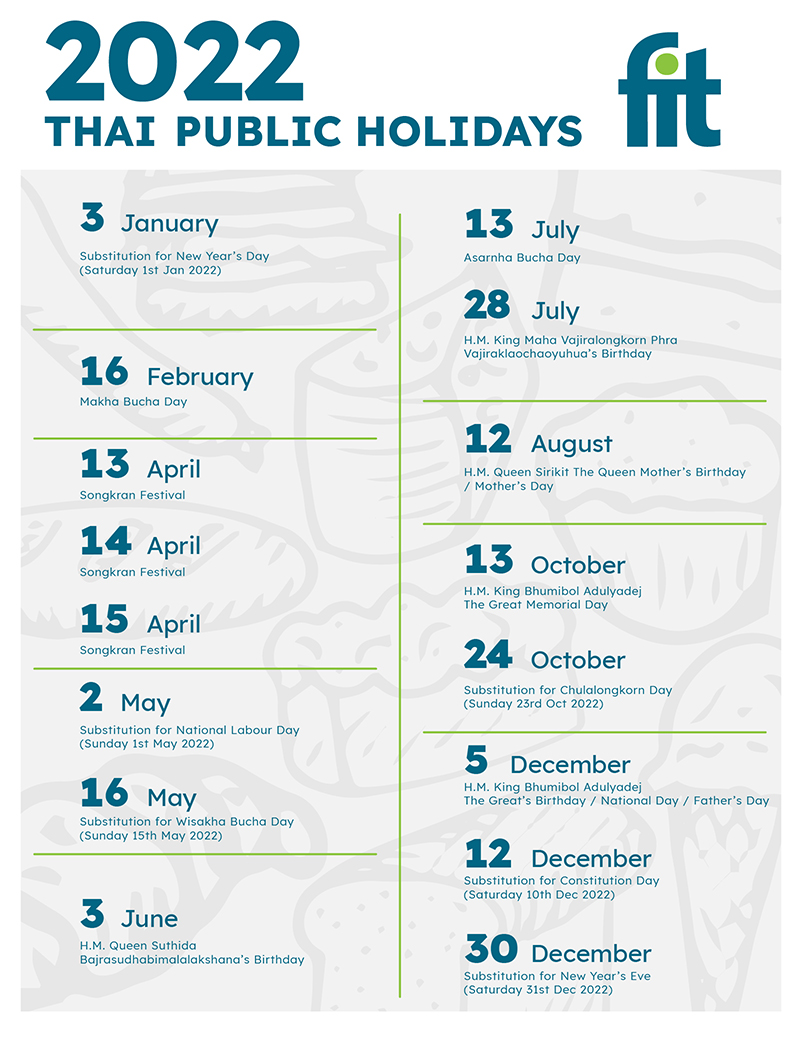 2022 Thai Public Holiday