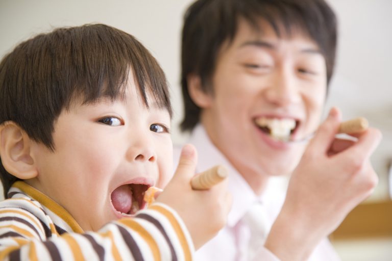 Enjoy eating with father